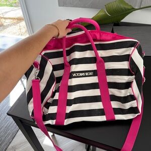 Victoria's Secret Black and White Striped Women's Bag
